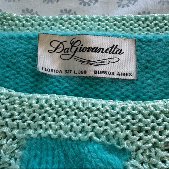 NWT DaGiovanetta Vintage Teal Knit Angora Large Sweater - Picture 5 of 6